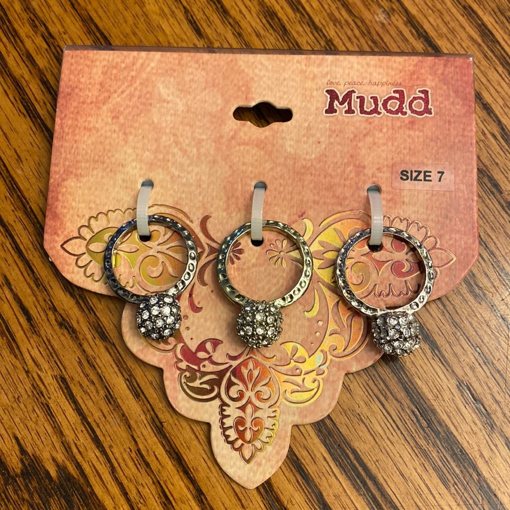 Kohl’s Mudd Stackable colored rhinestone ball ring set NEW statement jewelry